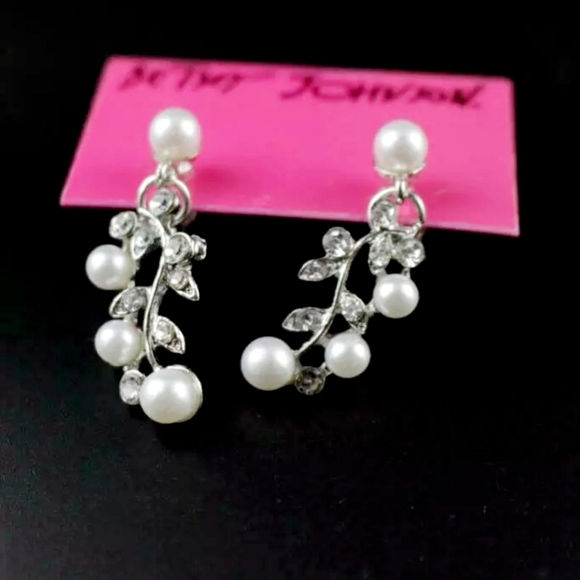 Silver Plated crystal pearl Leaf  Necklace earrings set - Picture 8 of 8